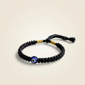 Adjustable Black Pearl Evil Eye Nazaria Bracelet for Kids (Close-up Detail) | The Colourful Aura