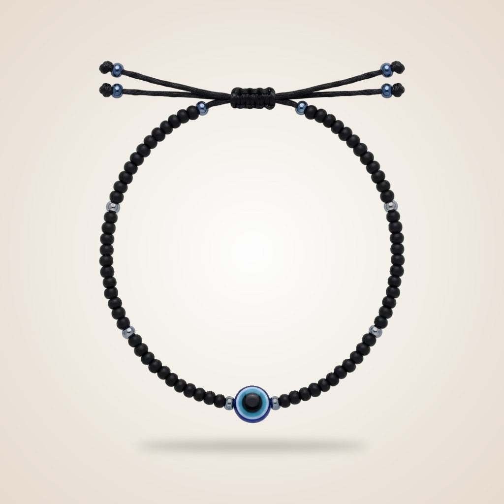 Adjustable Blue Evil Eye Black Nazar Lucky Eye Asian Everyday Dainty Bracelet — Boho Jewellery UK | The Colourful Aura