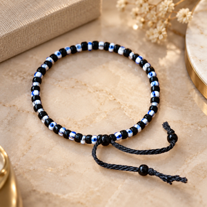 Adjustable Nylon Thread Black Beads Evil Eye Nazaria Bracelet for Kids and Babies — Boho Jewellery UK | The Colourful Aura
