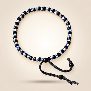 Adjustable Nylon Thread Black Beads Evil Eye Nazaria Bracelet for Kids and Babies (Close-up Detail) | The Colourful Aura