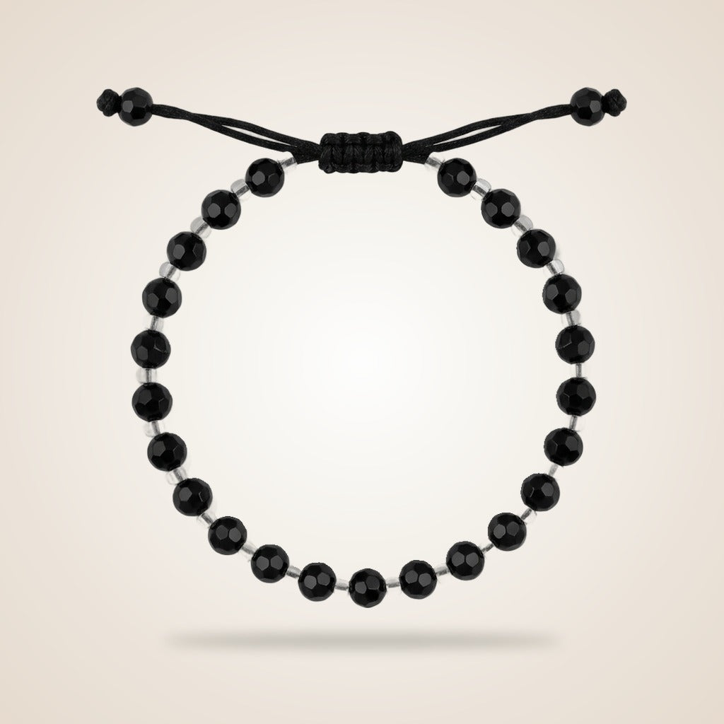 Adjustable Silver Black Beads Nazaria Bracelet For Kids and New Borns — Boho Jewellery UK | The Colourful Aura