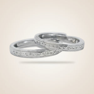 Adjustable Silver Engraved Couple Promise Ring Set | Boho Jewellery UK | The Colourful Aura