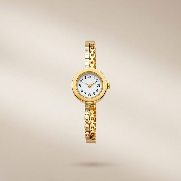 Elegant Gold Women’s Designer Bracelet Watch with Crystal Accents