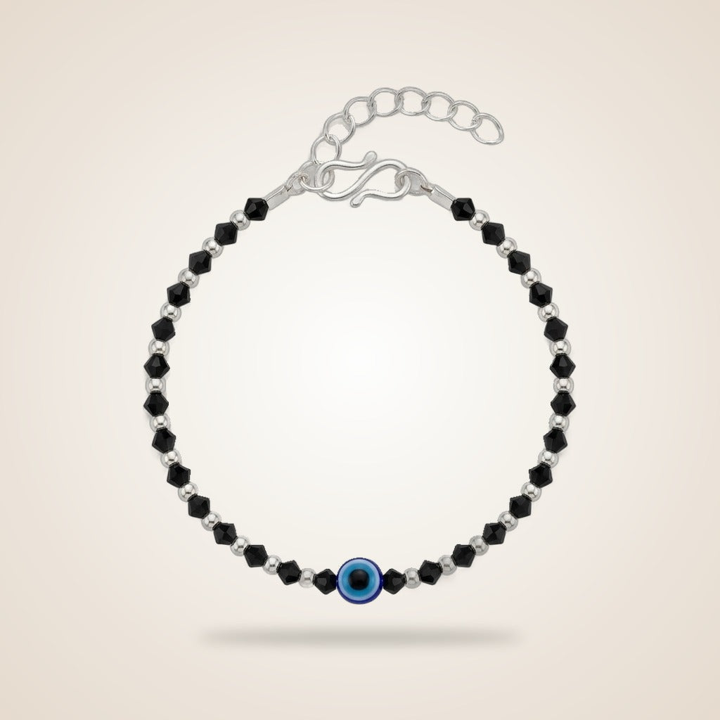 Baby/Kids Evil Eye Nazaria Black & Silver Bracelet/Anklet — Boho Jewellery UK | The Colourful Aura