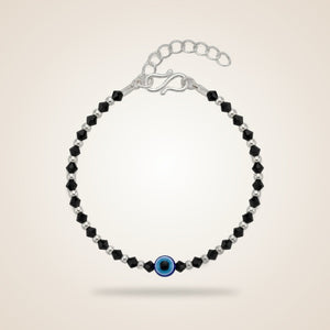Baby/Kids Evil Eye Nazaria Black & Silver Bracelet/Anklet — Boho Jewellery UK | The Colourful Aura