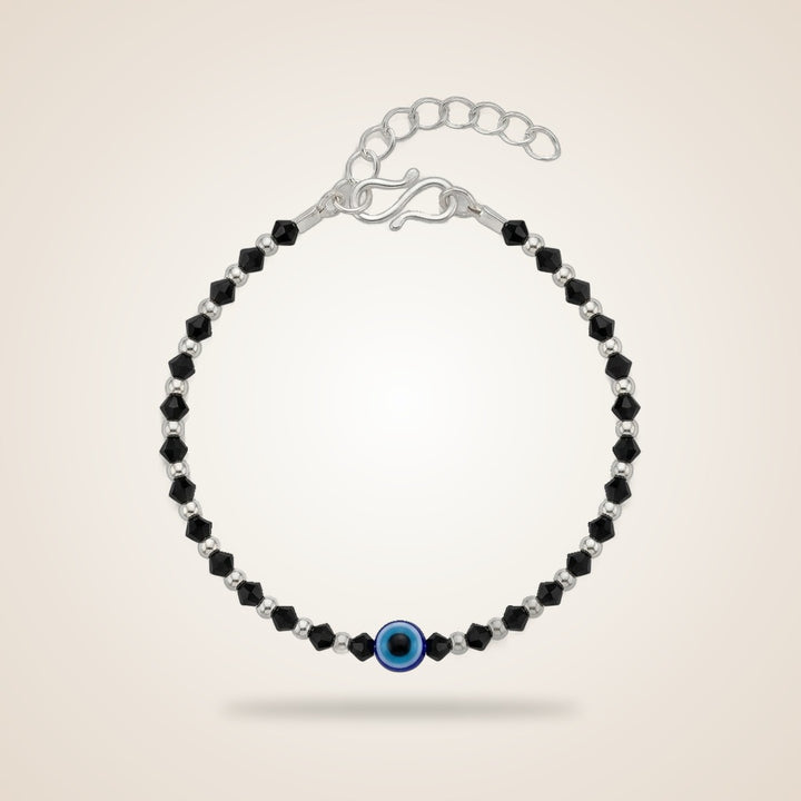 Baby/Kids Evil Eye Nazaria Black & Silver Bracelet/Anklet — Boho Jewellery UK | The Colourful Aura