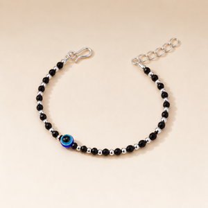 Baby/Kids Evil Eye Nazaria Black & Silver Bracelet/Anklet — Boho Jewellery UK | The Colourful Aura