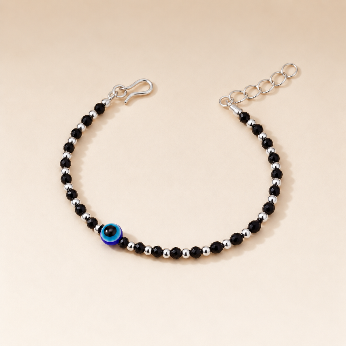 Baby/Kids Evil Eye Nazaria Black & Silver Bracelet/Anklet — Boho Jewellery UK | The Colourful Aura