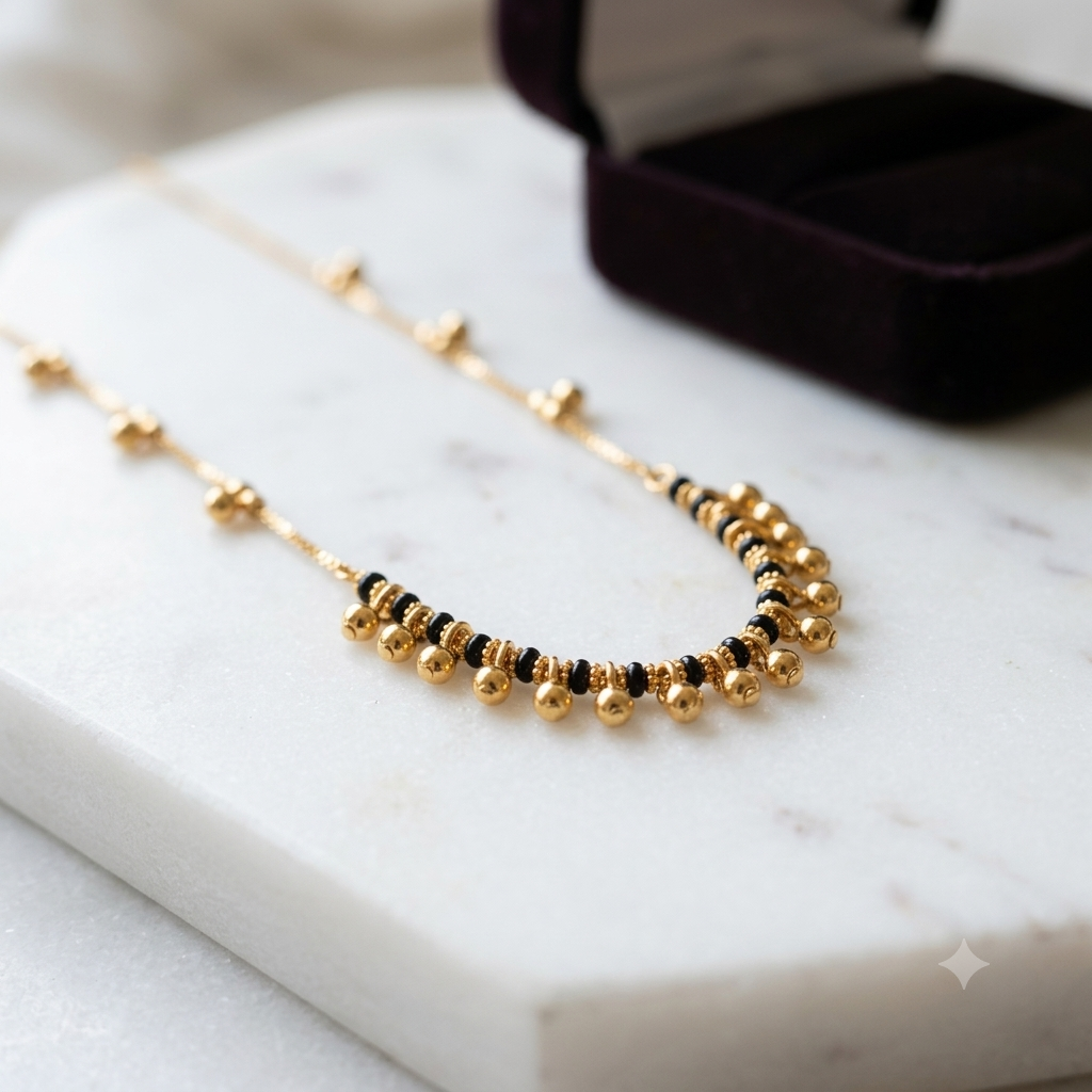 Black Bead Gold Dangle Necklace — Boho Jewellery UK | The Colourful Aura