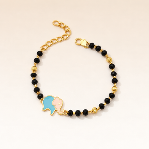 Black Beaded Elephant Charm Kids Nazaria Bracelet — Boho Jewellery UK | The Colourful Aura