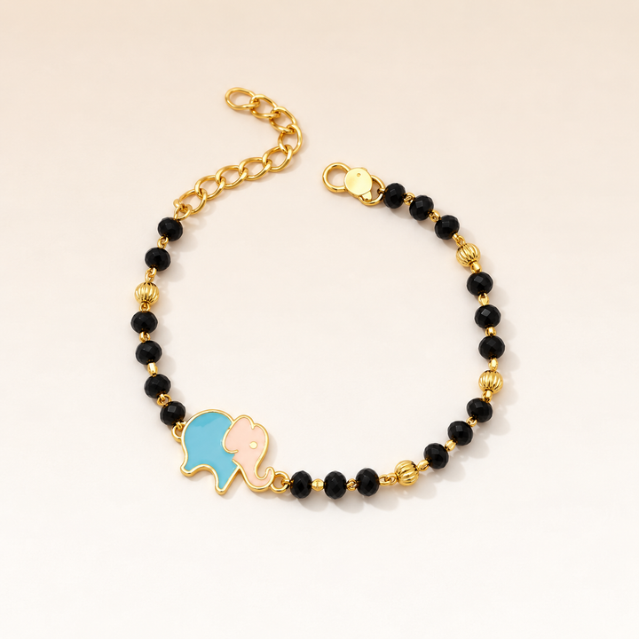 Black Beaded Elephant Charm Kids Nazaria Bracelet — Boho Jewellery UK | The Colourful Aura