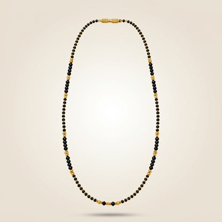 Black Crystal Bead Gold Plated Mangalsutra Necklace 16 Inch — Boho Jewellery UK | The Colourful Aura
