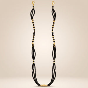 Black Glass Beaded Multi Strand Glasses Chain with Gold Plated Lobster Clasps 60cm — Boho Jewellery UK | The Colourful Aura