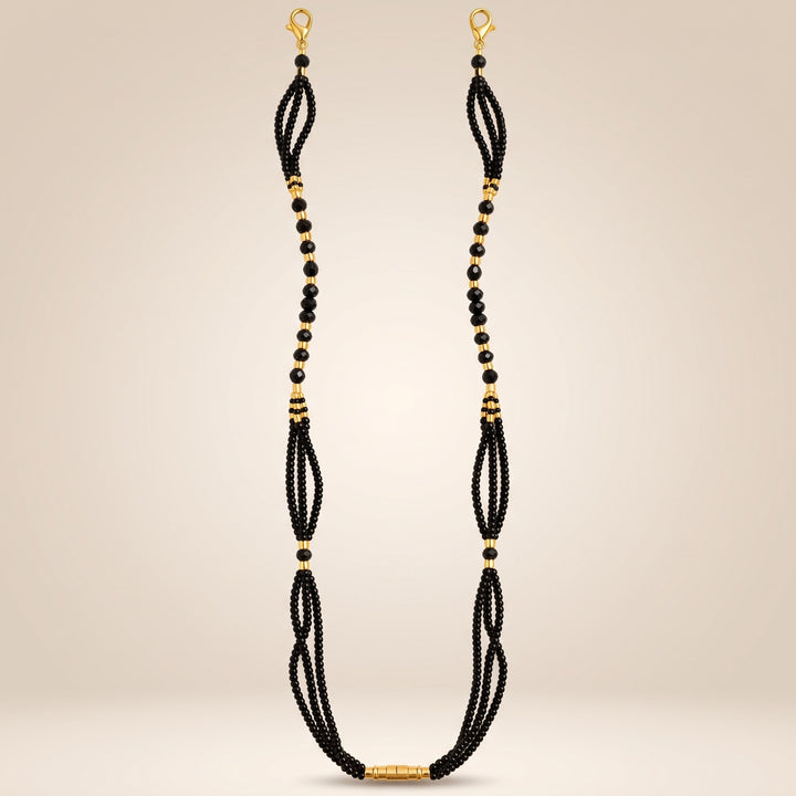 Black Glass Beaded Multi Strand Glasses Chain with Gold Plated Lobster Clasps 60cm — Boho Jewellery UK | The Colourful Aura