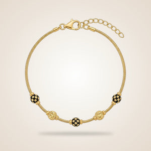 Black Golden Ball Slim Thread Minimal Bracelet — Boho Jewellery UK | The Colourful Aura
