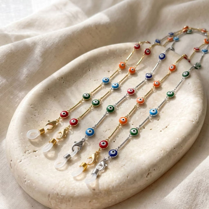 Colourful Evil Eyeglass Chain And Reading Glass Detachable Chain Holder (Lifestyle Flatlay) | The Colourful Aura