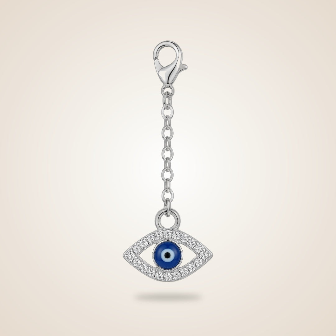 Dainty Silver Evil Eye Zircon IWatch Strap Dangle Jewellery Charm | Boho Jewellery UK | The Colourful Aura
