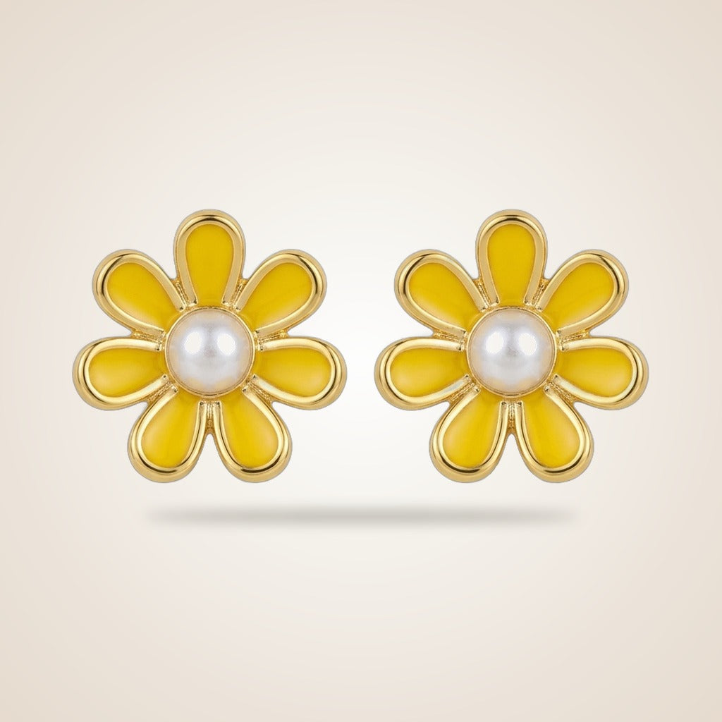 Stainless Steel Colourful Daisy Summer Floral Sun Flower Minimalist Stud Earring — Boho Jewellery UK | The Colourful Aura