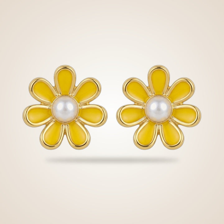 Stainless Steel Colourful Daisy Summer Floral Sun Flower Minimalist Stud Earring — Boho Jewellery UK | The Colourful Aura