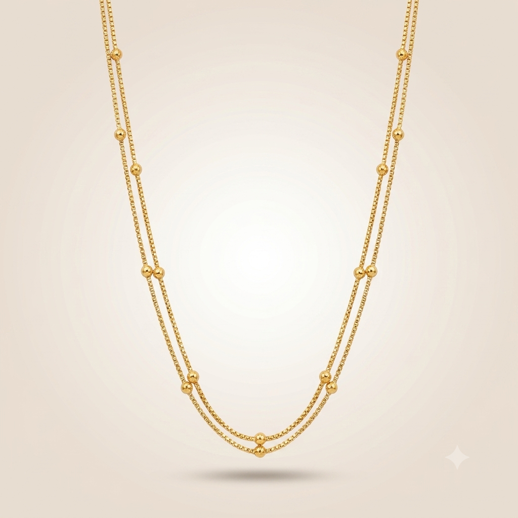 Double Strand 18k Gold Plated Satellite Chain Necklace — Boho Jewellery UK | The Colourful Aura