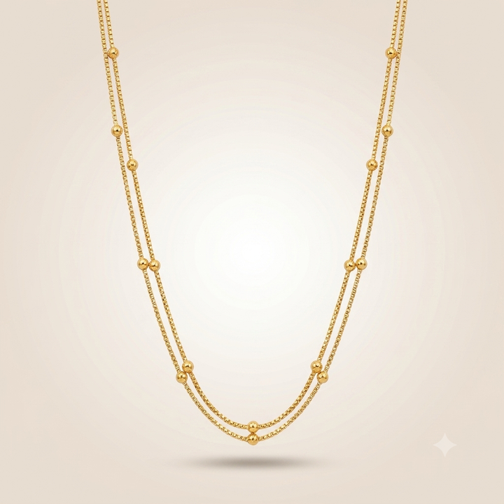 Double Strand 18k Gold Plated Satellite Chain Necklace — Boho Jewellery UK | The Colourful Aura