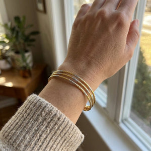 Dual-Tone Triple Strand Brass Cuff Bracelet (Close-up Detail) | The Colourful Aura