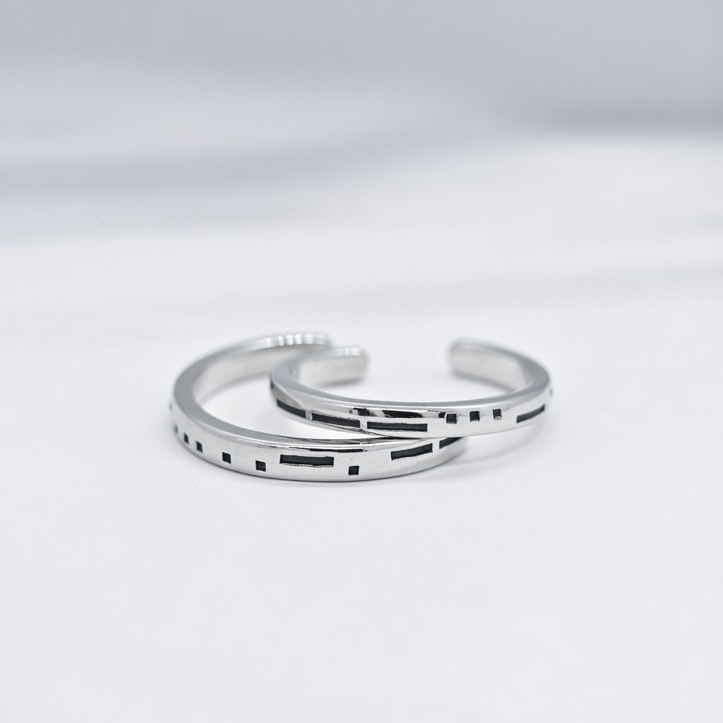 Adjustable Morse Code "Love you Forever" Couple Promise Ring Set – The Colourful Aura
