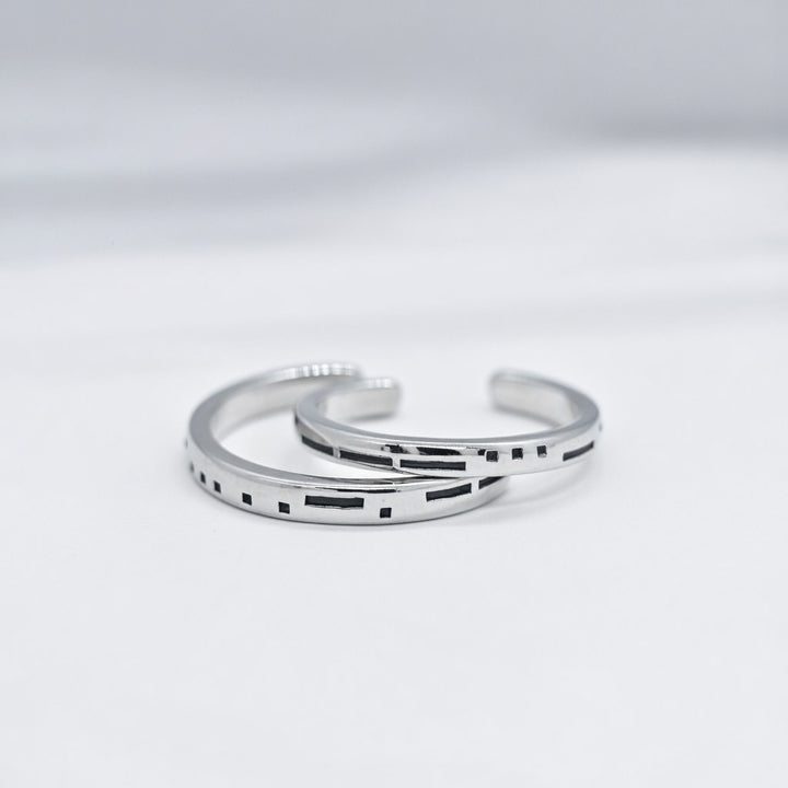 Adjustable Morse Code "Love you Forever" Couple Promise Ring Set
