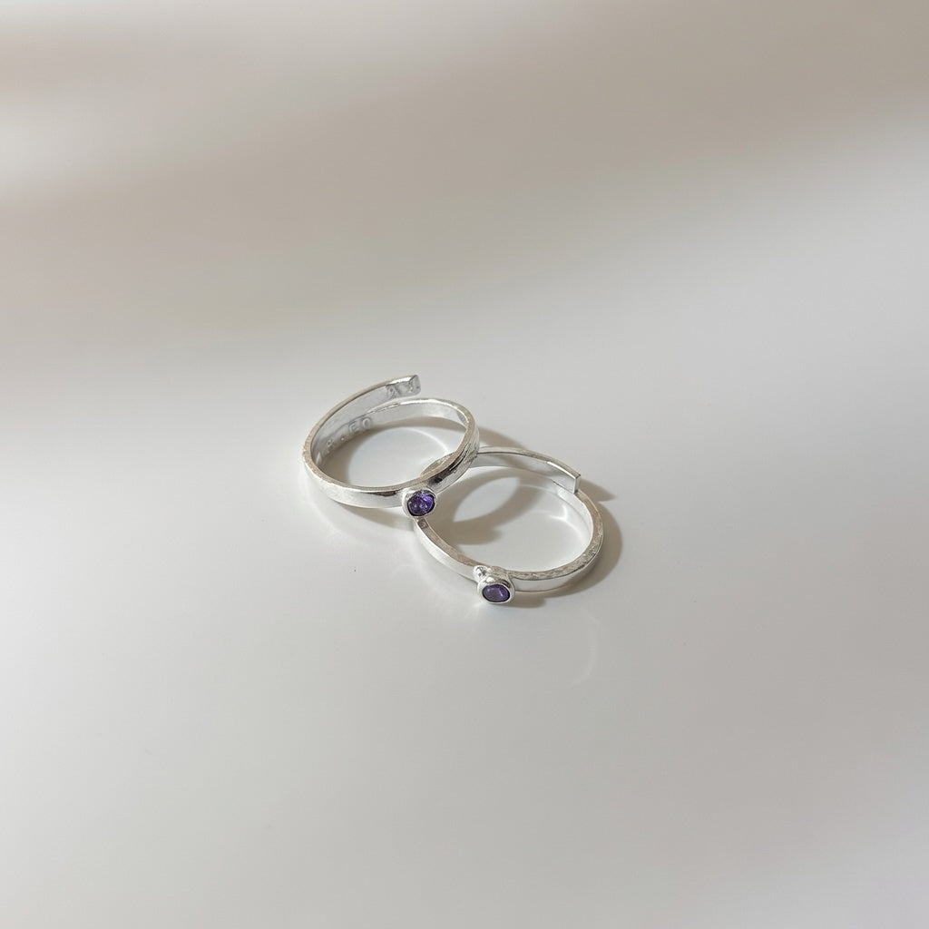 Purple Stone Pure Silver Adjustable Bichiya Toe Ring — Boho Jewellery UK | The Colourful Aura