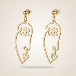 Hiphop Long Face Drop Abstract Dangle Hollow Profile Statement Earrings — Boho Jewellery UK | The Colourful Aura