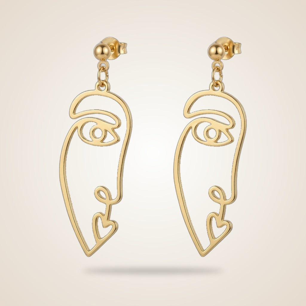 Hiphop Long Face Drop Abstract Dangle Hollow Profile Statement Earrings — Boho Jewellery UK | The Colourful Aura