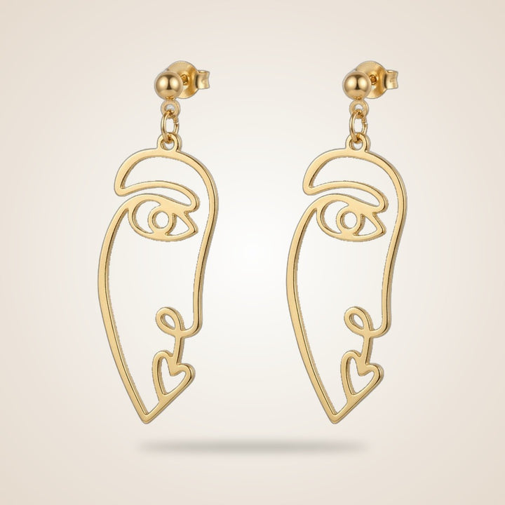 Hiphop Long Face Drop Abstract Dangle Hollow Profile Statement Earrings — Boho Jewellery UK | The Colourful Aura