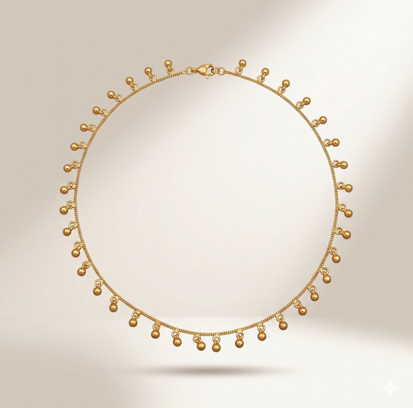 Gold ball charm anklet 18k gold plated brass Indian boho style dangling charms lobster clasp The Colourful Aura