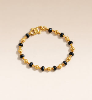 Gold & Black Beaded Baby Nazaria  Bracelet/Anklet — Boho Jewellery UK | The Colourful Aura