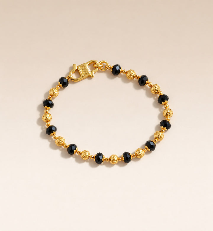 Gold & Black Beaded Baby Nazaria  Bracelet/Anklet — Boho Jewellery UK | The Colourful Aura