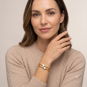 Gold Clover Double Band Bangle Bracelet — Boho Jewellery UK | The Colourful Aura
