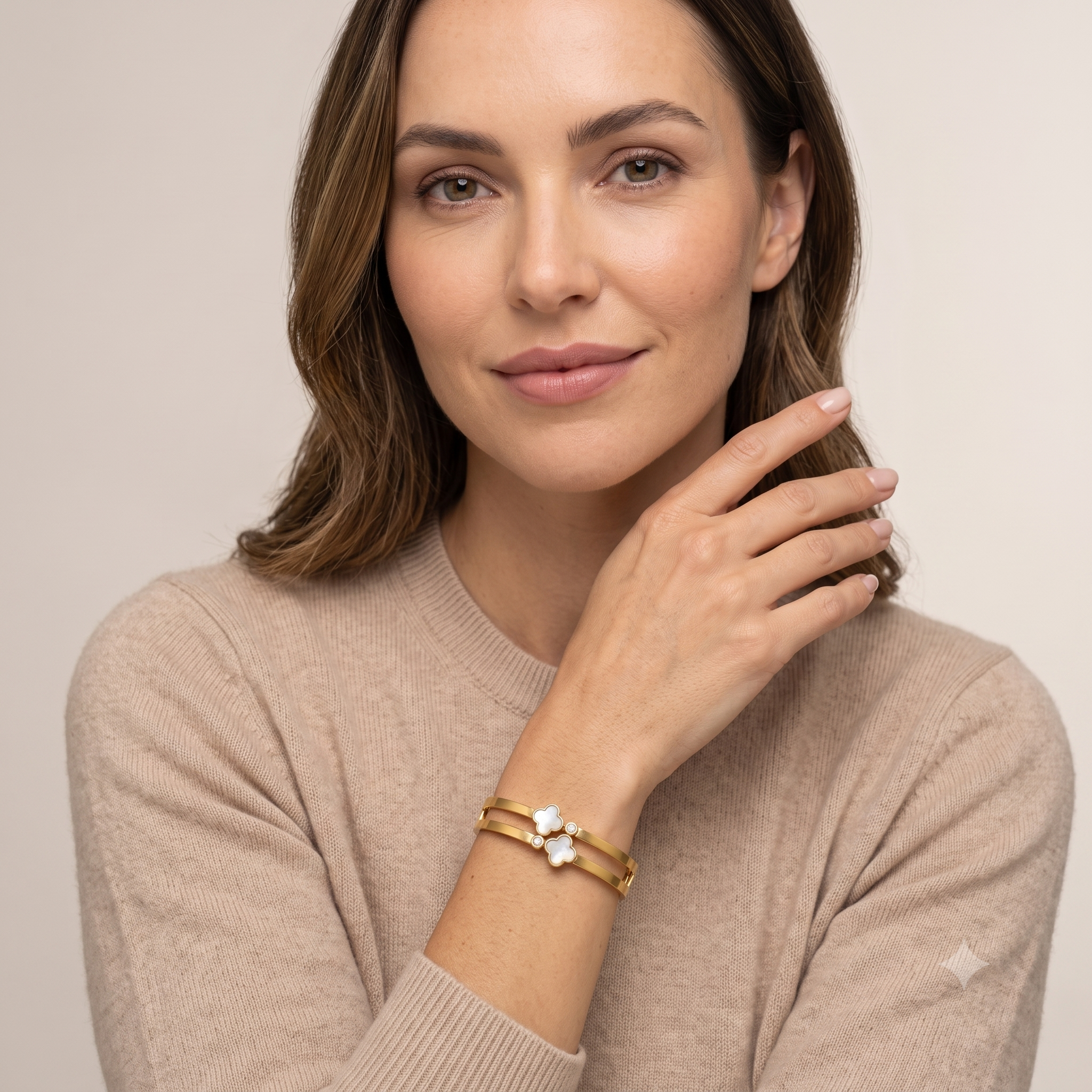 Gold Clover Double Band Bangle Bracelet — Boho Jewellery UK | The Colourful Aura
