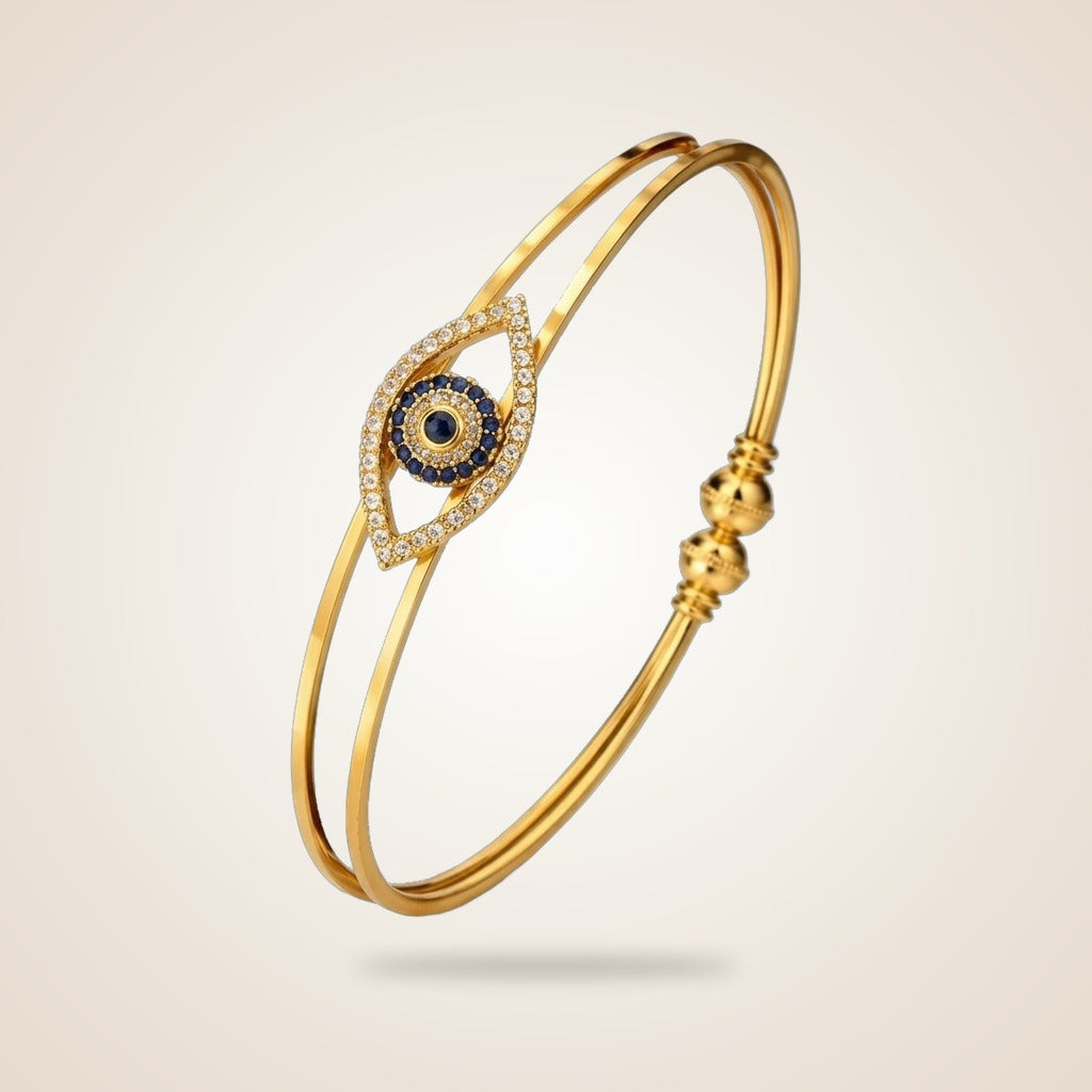 Large Gold Evil Eye Dual Brass Cuff Bracelet — Boho Jewellery UK | The Colourful Aura