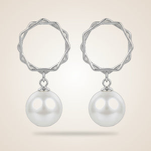 Gold Hexagon Freshwater Single White Large Pearl Dainty Drop Dangle Stud Earring — Boho Jewellery UK | The Colourful Aura