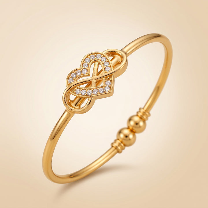 Gold Infinity Heart Bangle Bracelet — Boho Jewellery UK | The Colourful Aura
