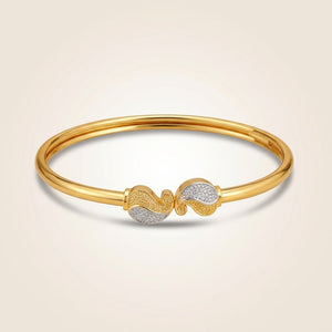 Gold Silver Two-Tone Pavé Paisley Bangle Bracelet (Close-up Detail) | The Colourful Aura