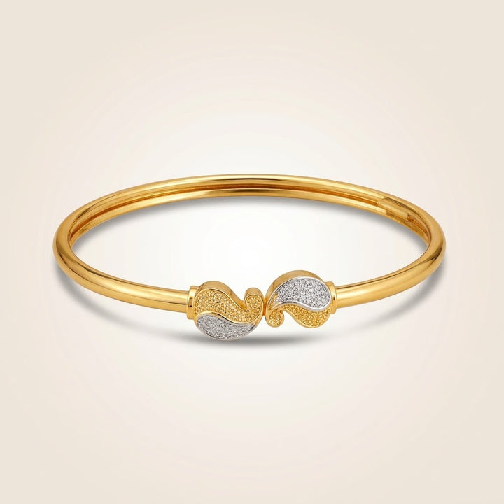 Gold Silver Two-Tone Pavé Paisley Bangle Bracelet (Close-up Detail) | The Colourful Aura