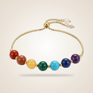 Handmade Genuine 7 Chakra Balancing Crystal Reiki Healing Adjustable Bracelet | Boho Jewellery UK | The Colourful Aura