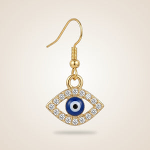 Handmade Silver Gold Protection Turkish Evil Eye Zircon Dangle Drop Earrings | Boho Jewellery UK | The Colourful Aura