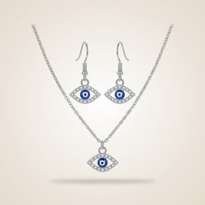Handmade Silver Gold Protection Turkish Evil Eye Zircon Dangle Drop Earrings | Boho Jewellery UK | The Colourful Aura