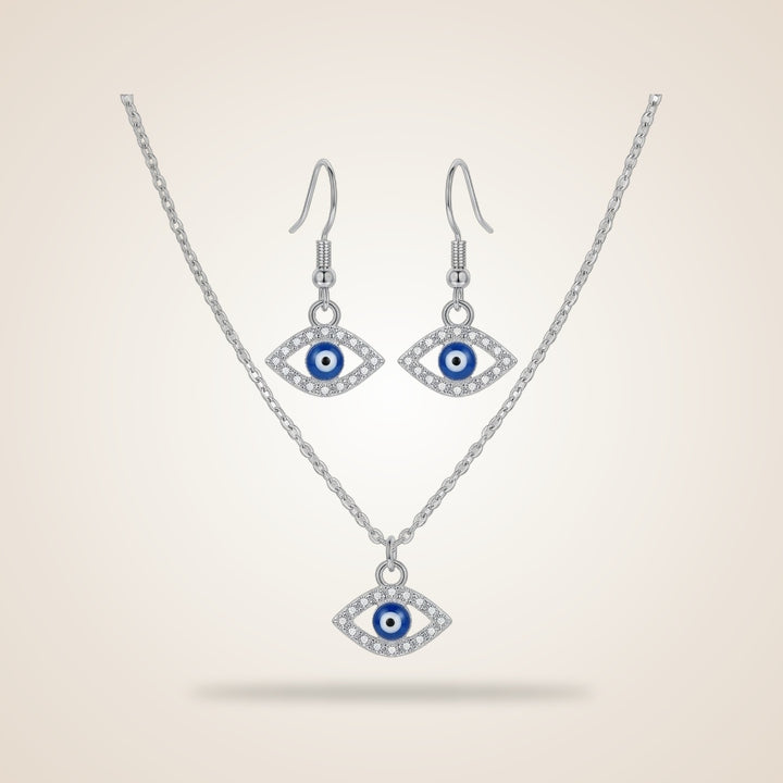 Handmade Silver Gold Protection Turkish Evil Eye Zircon Dangle Drop Earrings | Boho Jewellery UK | The Colourful Aura