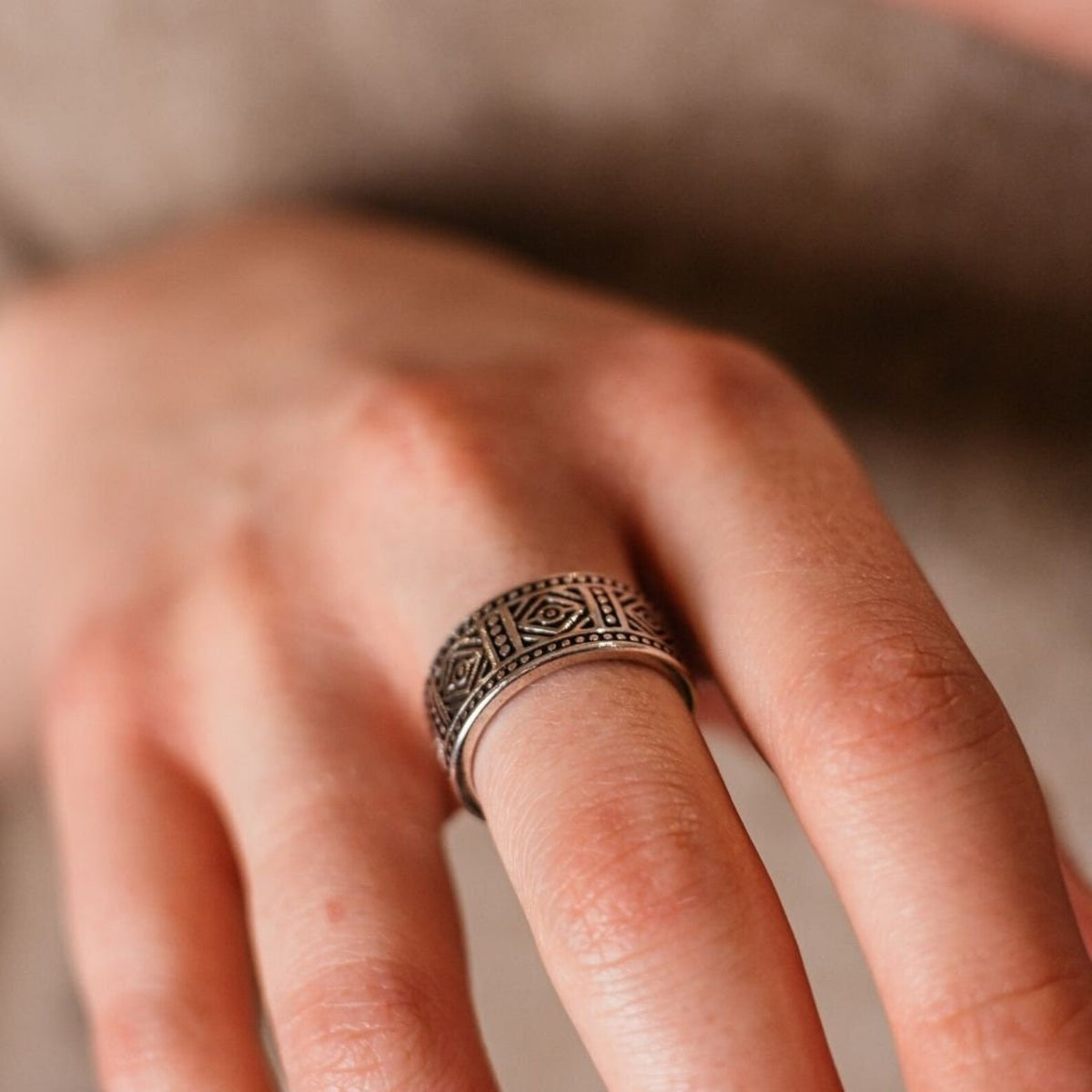 Adjustable Silver Open Punk Vintage Mandala Cuff Statement Ring – The Colourful Aura