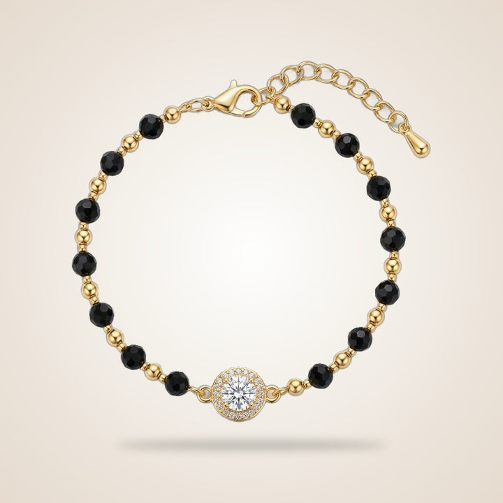 Indian Asian Black Beaded Round Zircon Mangalsutra Nazar Bracelet — Boho Jewellery UK | The Colourful Aura
