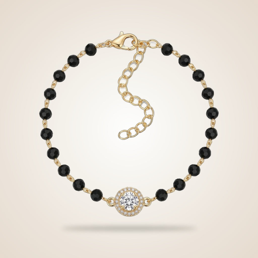 Indian Black Crystal Beads Round Zircon Mangalsutra Nazar Bracelet — Boho Jewellery UK | The Colourful Aura