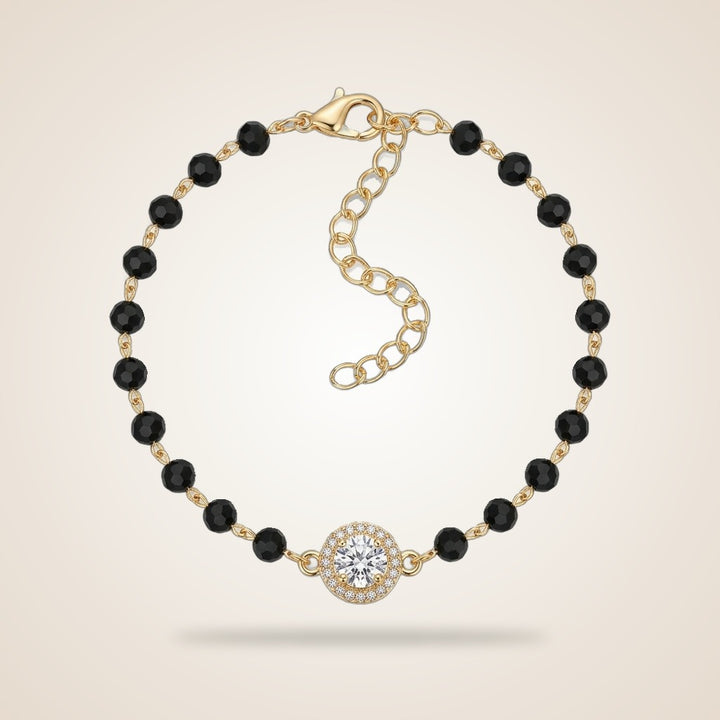 Indian Black Crystal Beads Round Zircon Mangalsutra Nazar Bracelet — Boho Jewellery UK | The Colourful Aura